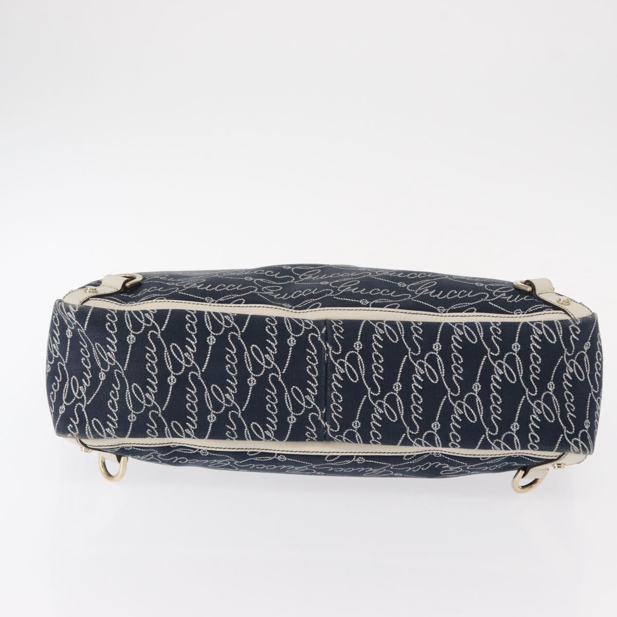 GUCCI Abbey Tote Bag Navy Gold 141472 Auth 152573