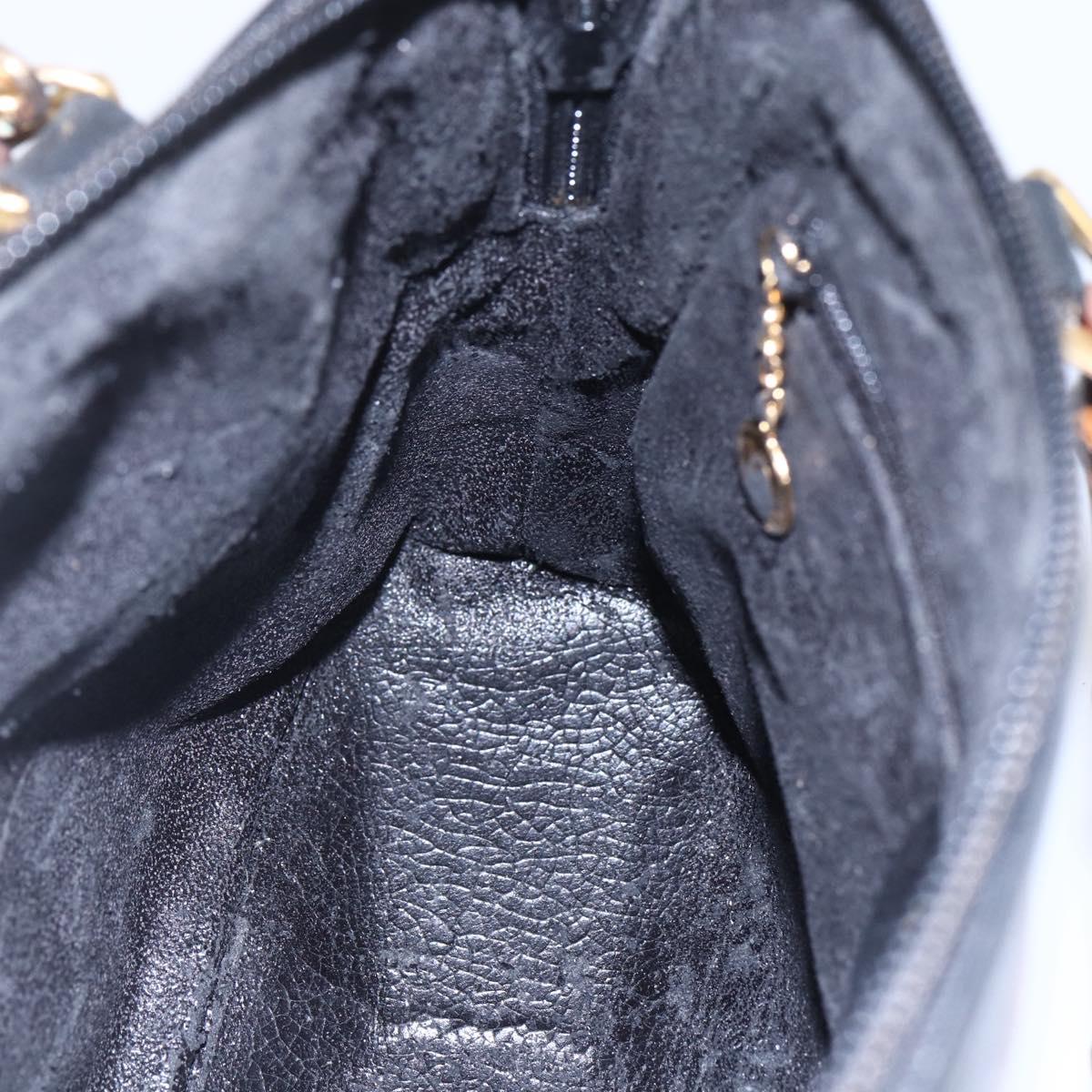 GUCCI Bamboo Hand Bag Leather 2way Black Gold 000 2296 0290 Auth 152576