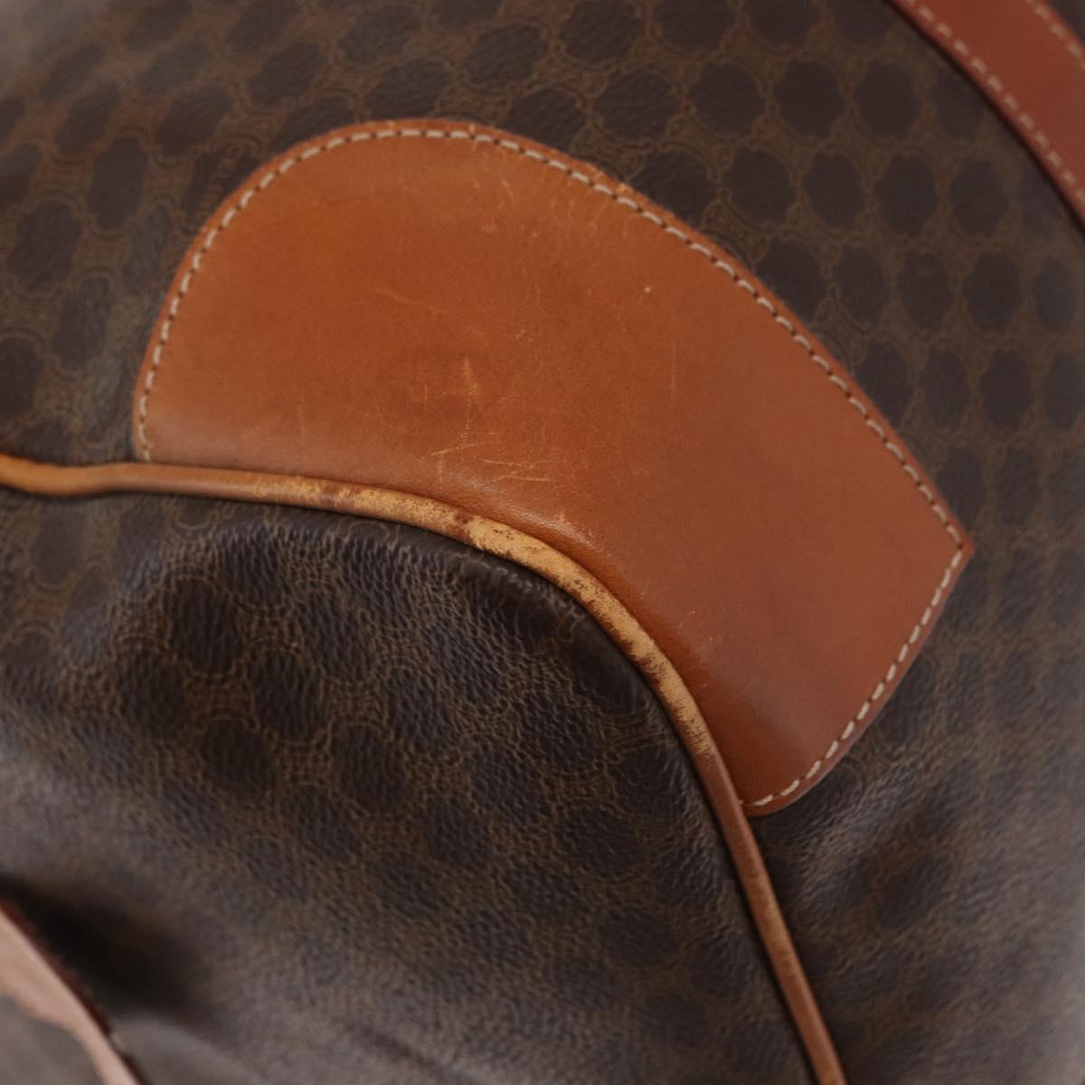 CELINE Macadam Canvas Boston Bag PVC Brown Gold Auth 152577