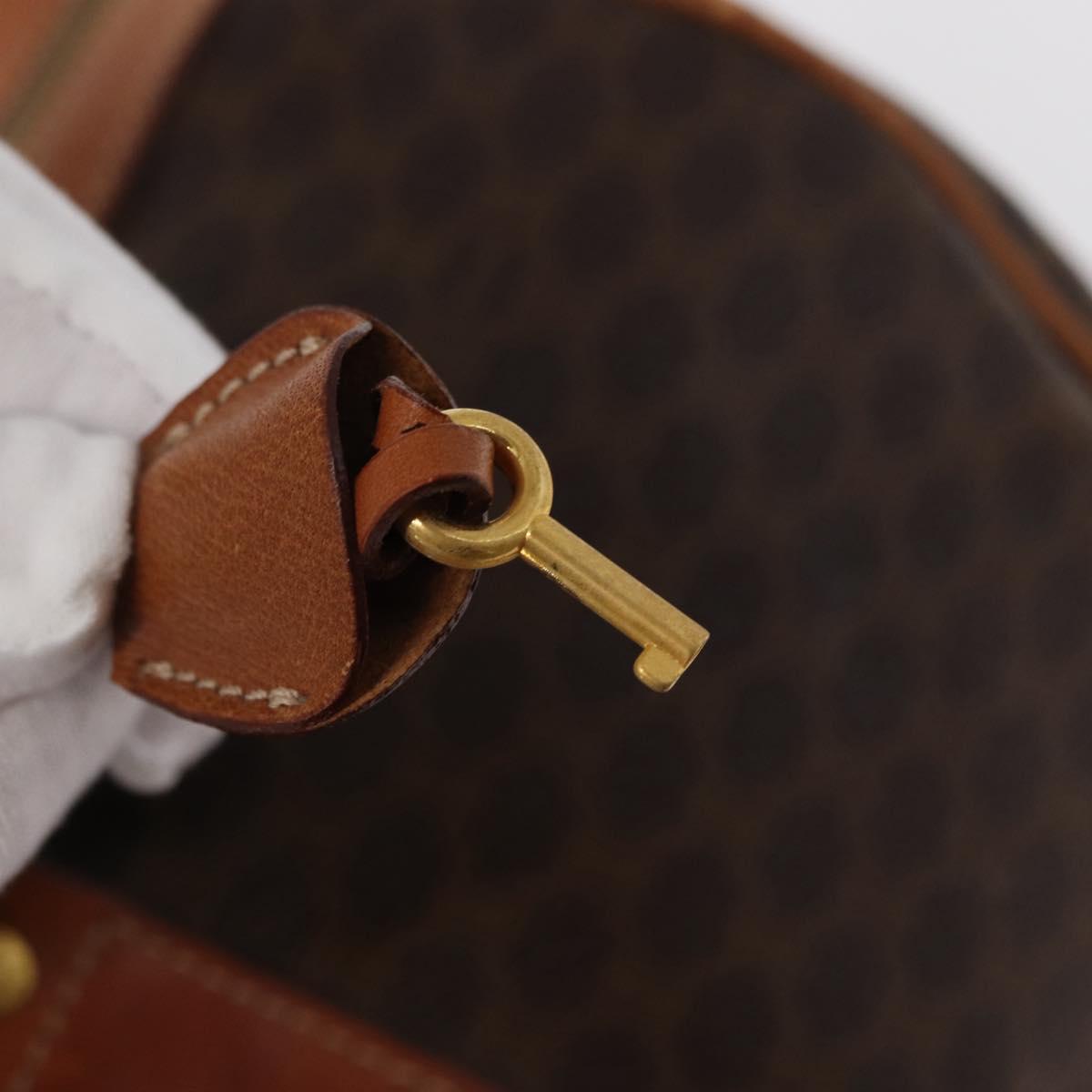 CELINE Macadam Canvas Boston Bag PVC Brown Gold Auth 152577