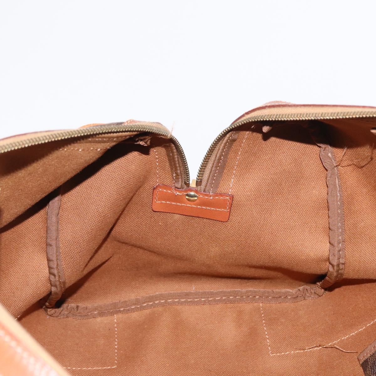 CELINE Macadam Canvas Boston Bag PVC Brown Gold Auth 152577