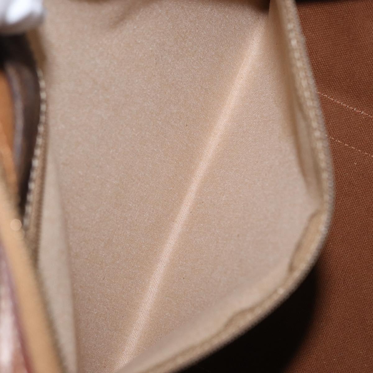 CELINE Macadam Canvas Boston Bag PVC Brown Gold Auth 152577