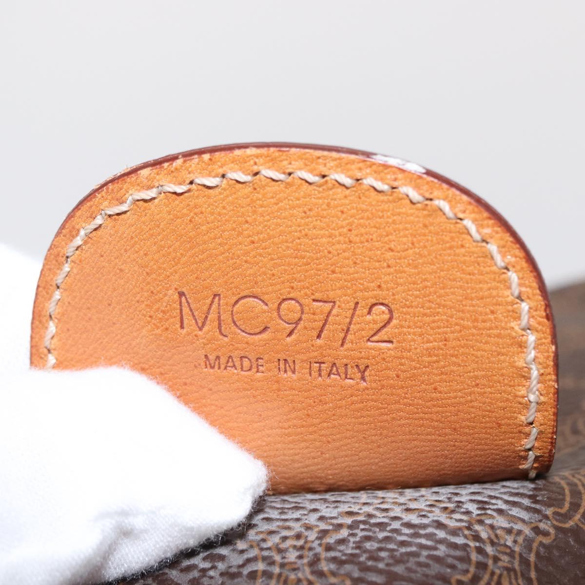 CELINE Macadam Canvas Boston Bag PVC Brown Gold Auth 152577