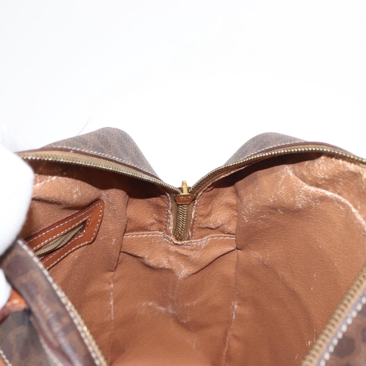 CELINE Macadam Canvas Hand Bag PVC Leather Brown Gold Auth 152578