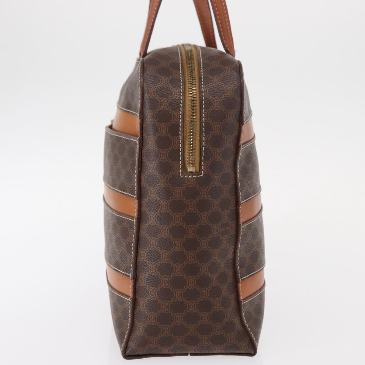 CELINE Macadam Canvas Hand Bag PVC Leather Brown Gold Auth 152578