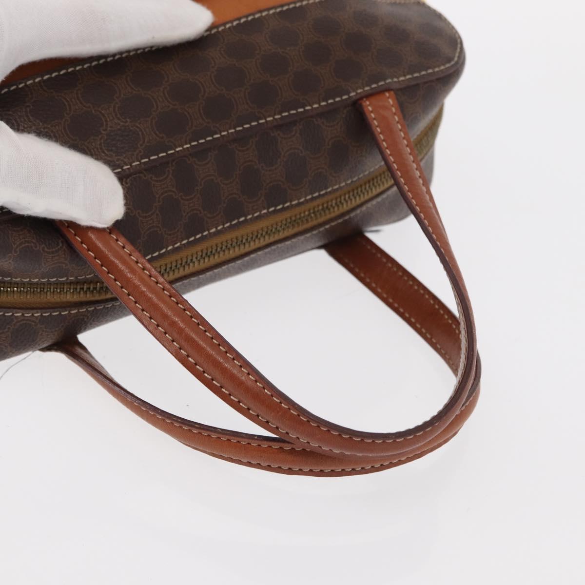 CELINE Macadam Canvas Hand Bag PVC Leather Brown Gold Auth 152578