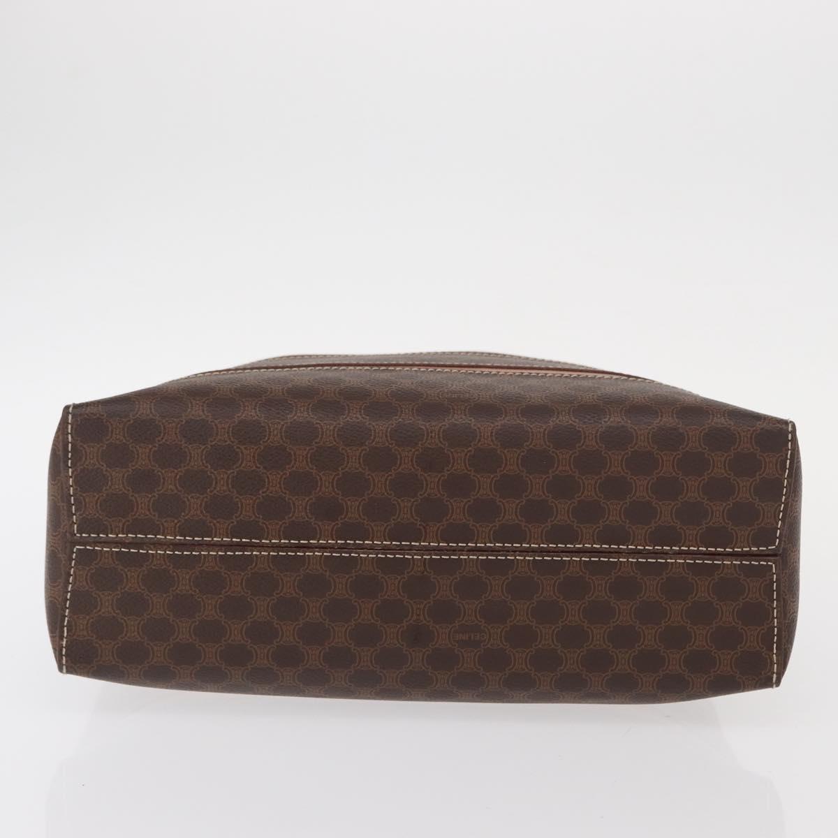 CELINE Macadam Canvas Hand Bag PVC Leather Brown Gold Auth 152578