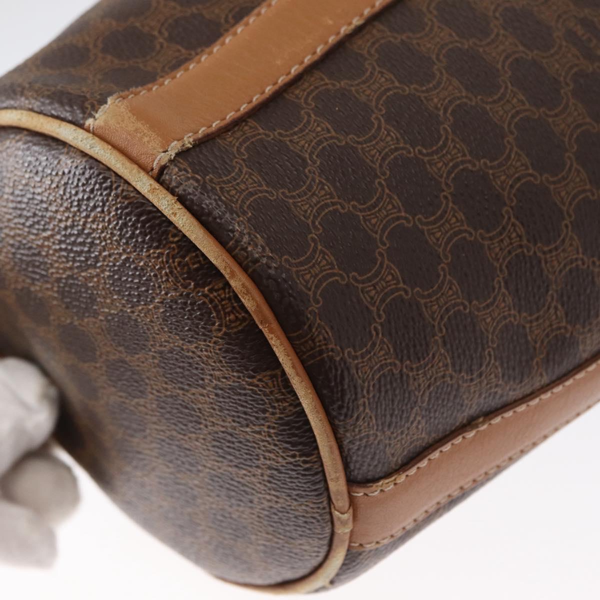 CELINE Macadam Canvas Shoulder Bag PVC Leather Brown Gold Auth 152579