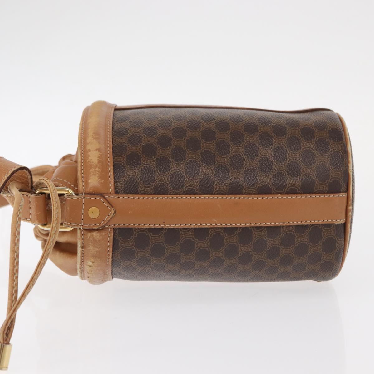 CELINE Macadam Canvas Shoulder Bag PVC Leather Brown Gold Auth 152579