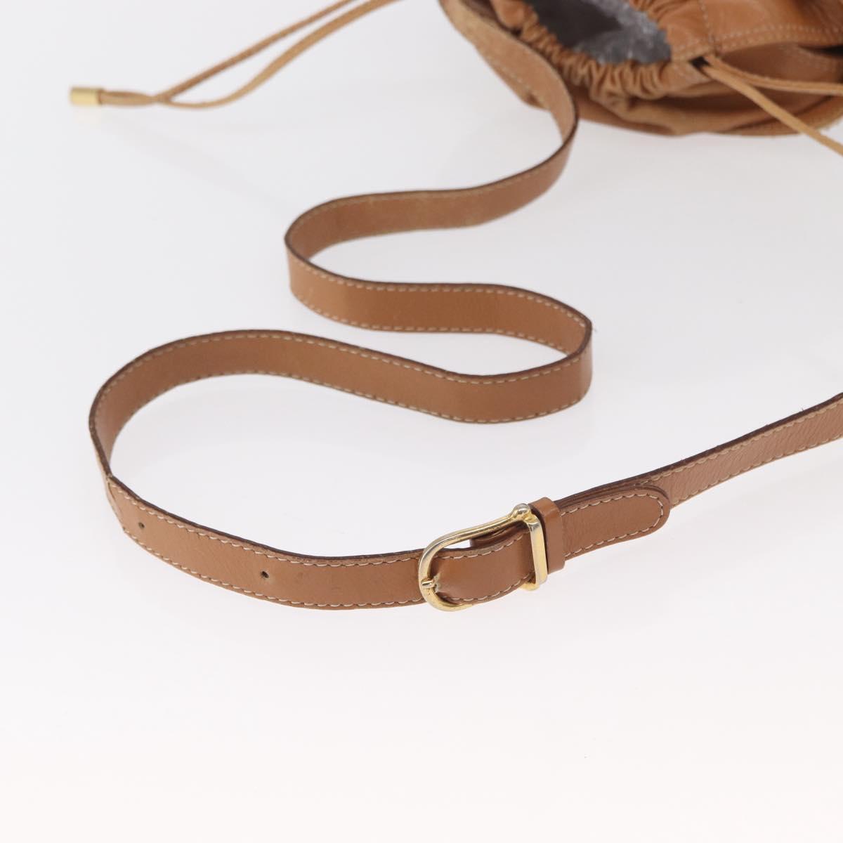 CELINE Macadam Canvas Shoulder Bag PVC Leather Brown Gold Auth 152579