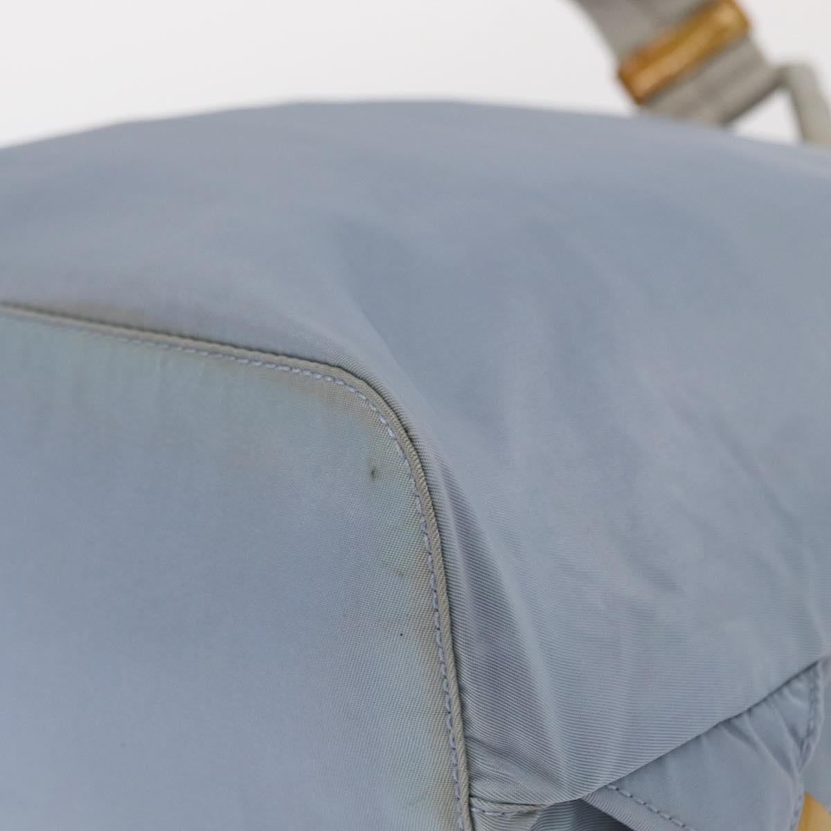 PRADA Backpack Nylon Light Blue Silver Auth 152581
