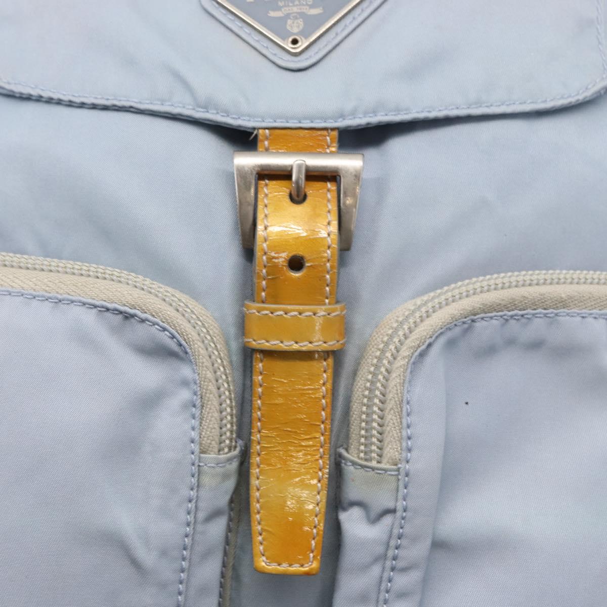 PRADA Backpack Nylon Light Blue Silver Auth 152581