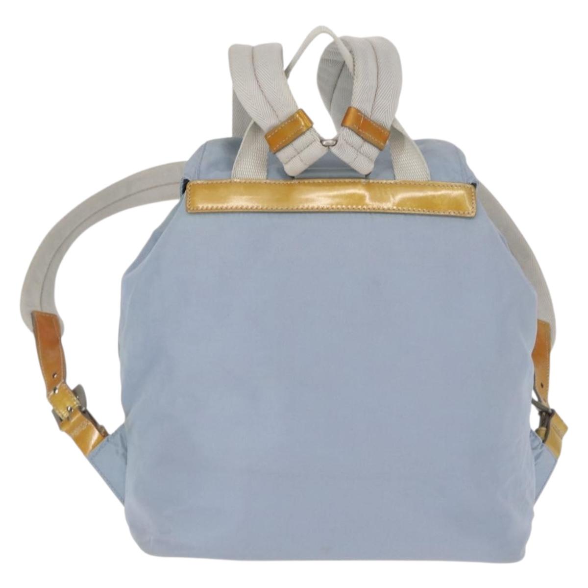 PRADA Backpack Nylon Light Blue Silver Auth 152581