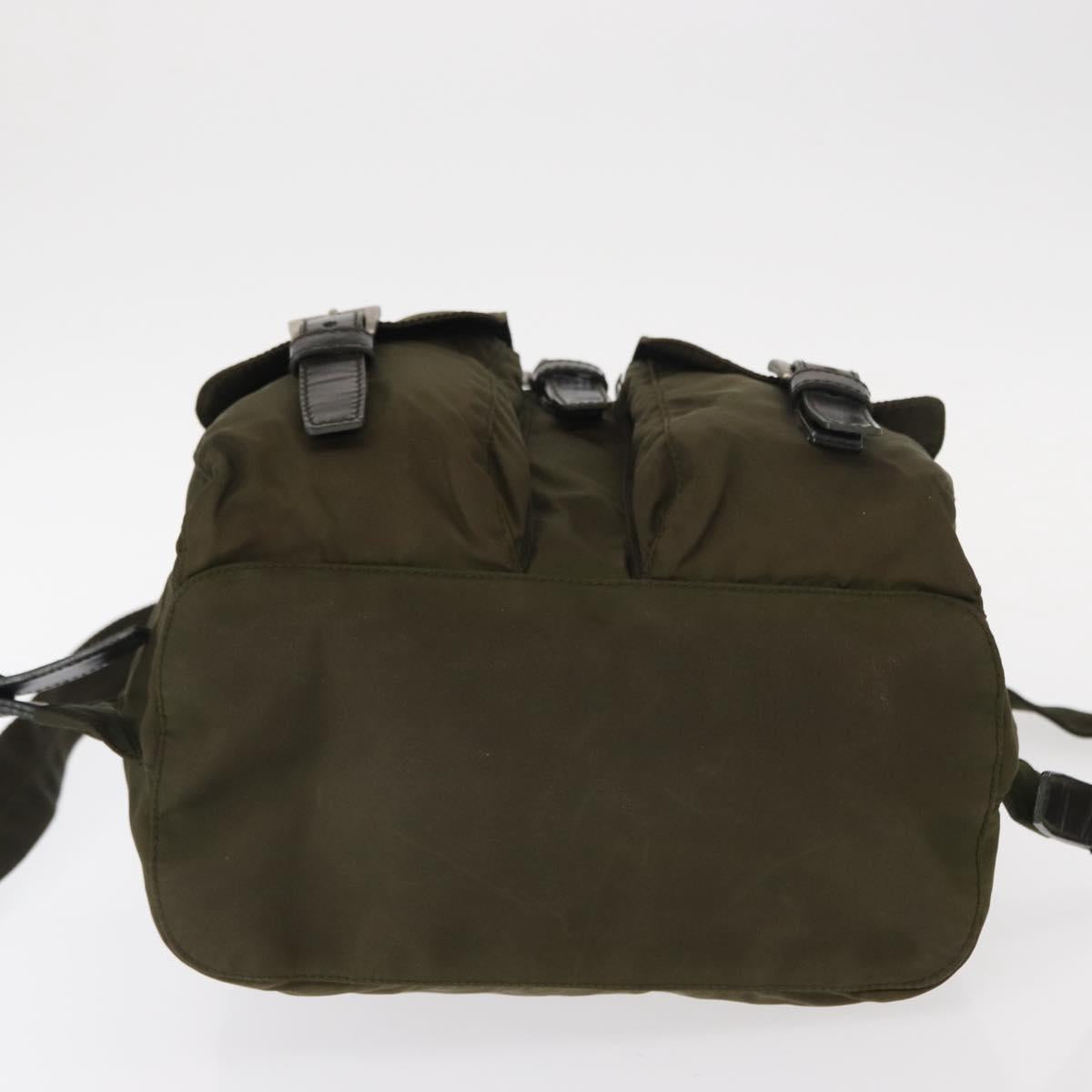 PRADA Backpack Nylon Khaki Silver Auth 152582