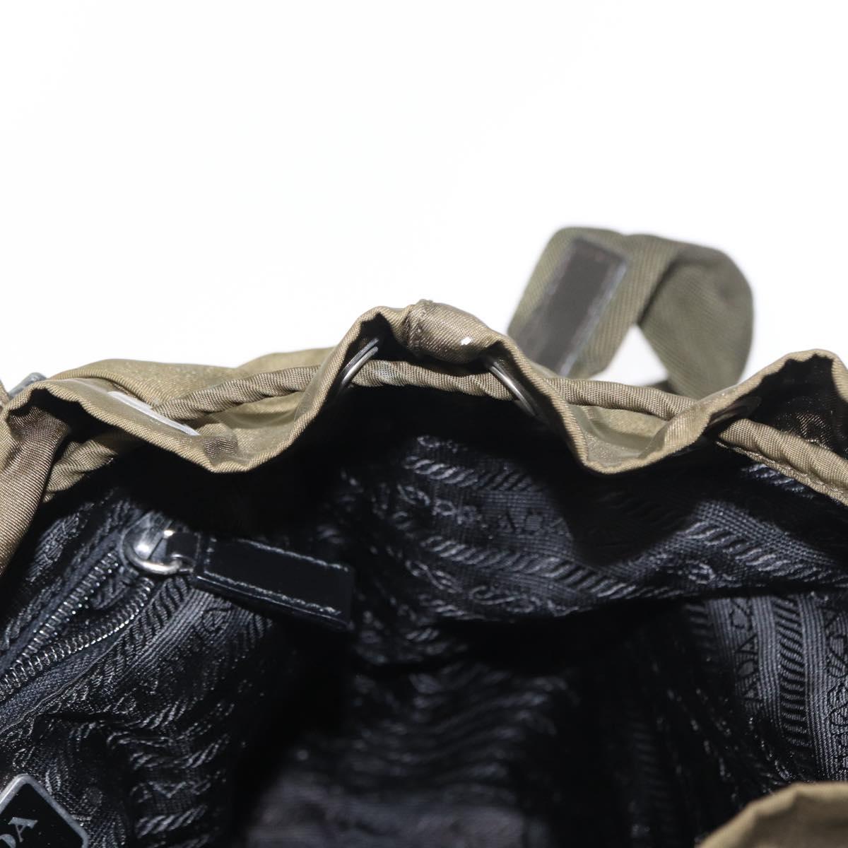 PRADA Backpack Nylon Khaki Silver Auth 152582