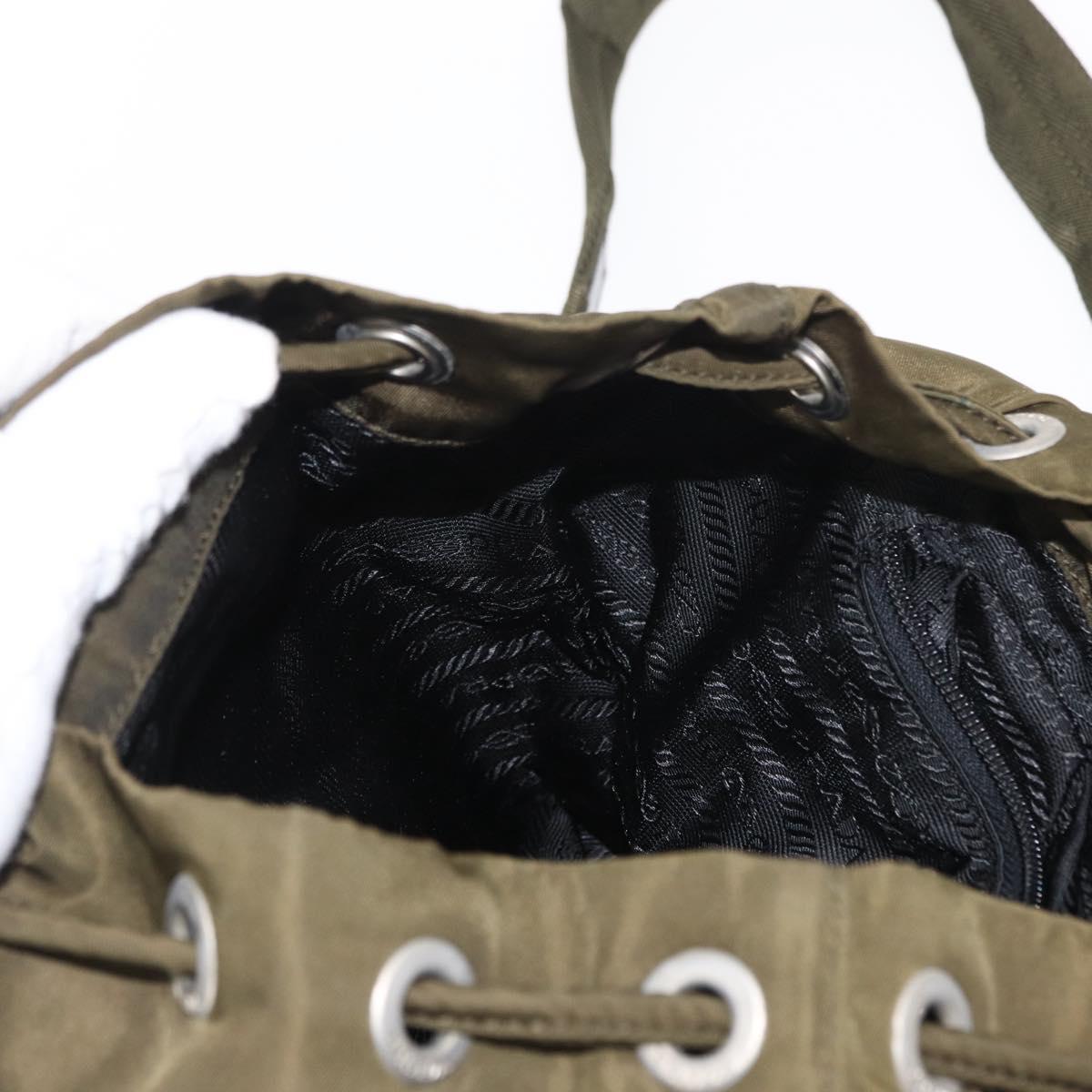 PRADA Backpack Nylon Khaki Silver Auth 152582