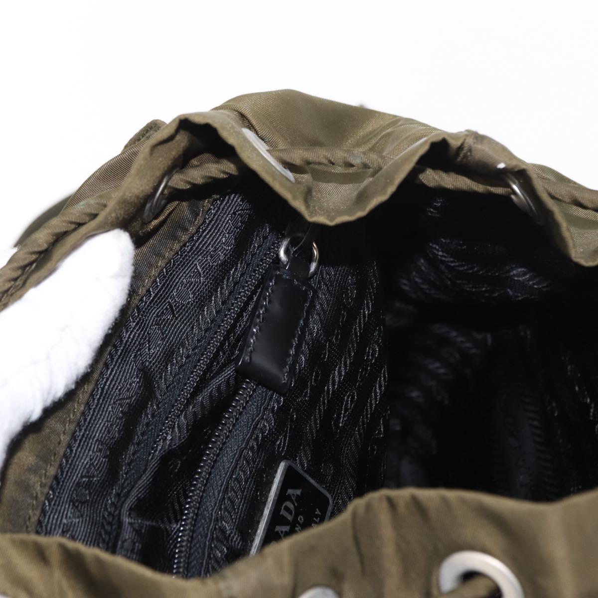 PRADA Backpack Nylon Khaki Silver Auth 152582