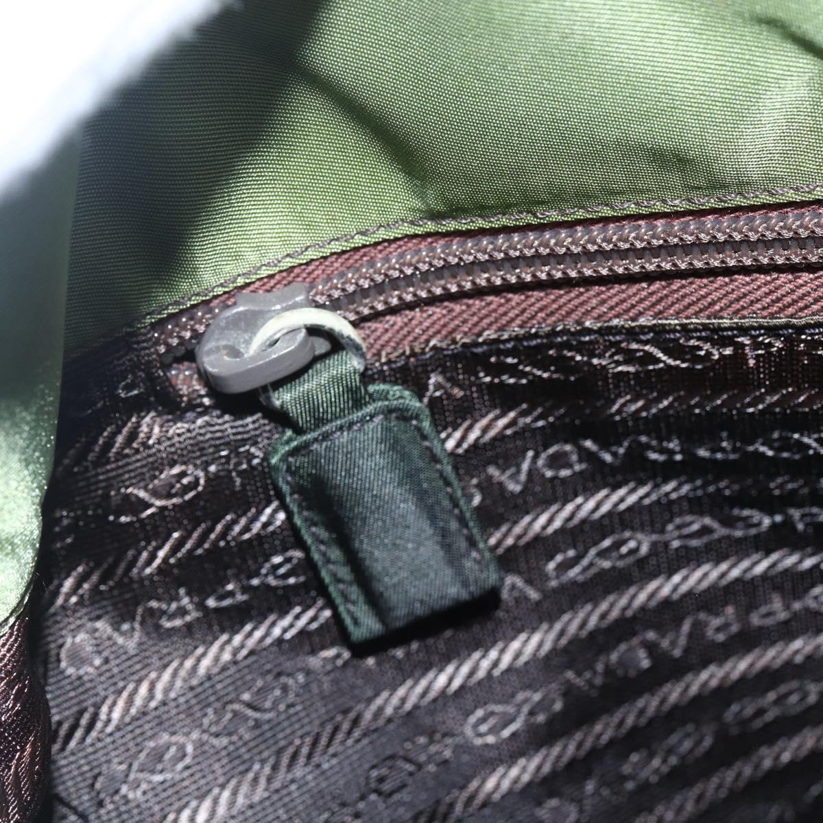 PRADA Tote Bag Nylon Khaki Silver Auth 152583