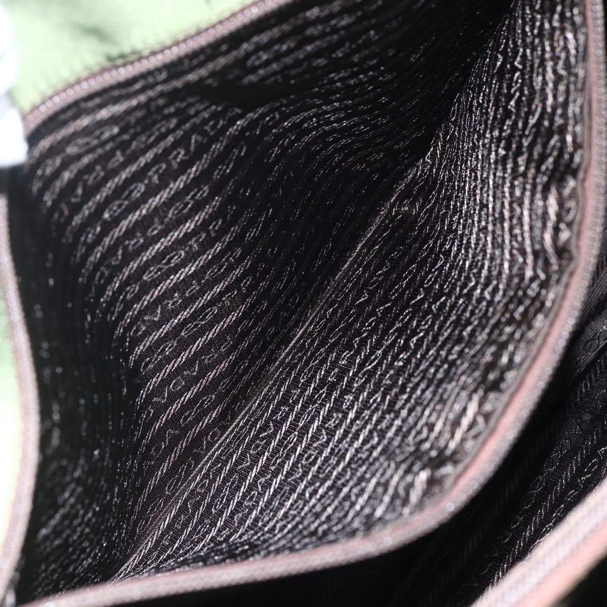 PRADA Tote Bag Nylon Khaki Silver Auth 152583