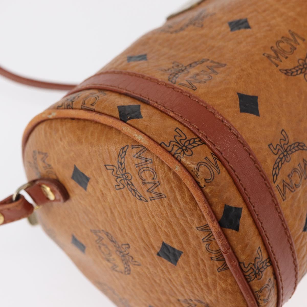 MCM Logogram Vicetos Shoulder Bag PVC Leather Brown Gold Auth 152584