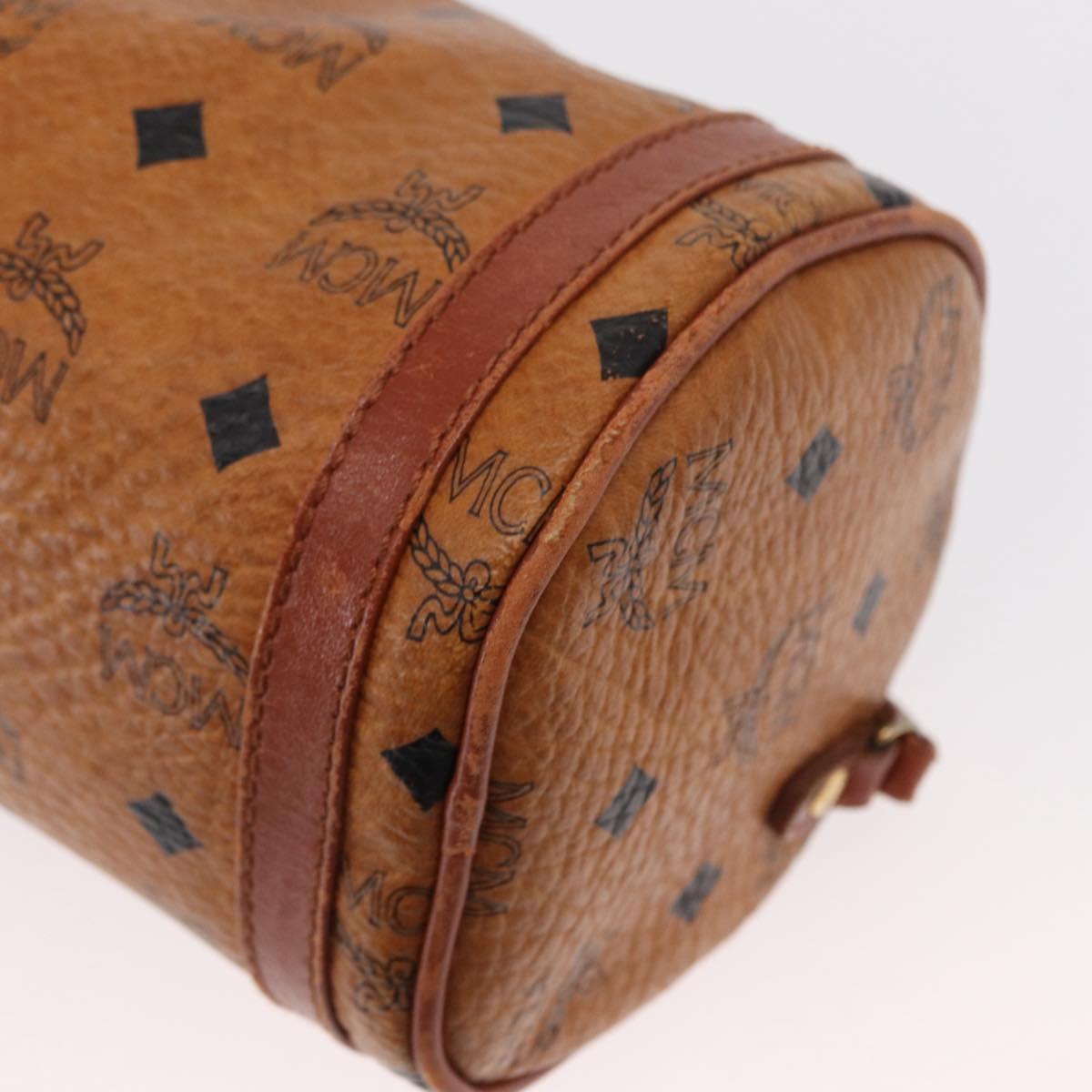 MCM Logogram Vicetos Shoulder Bag PVC Leather Brown Gold Auth 152584