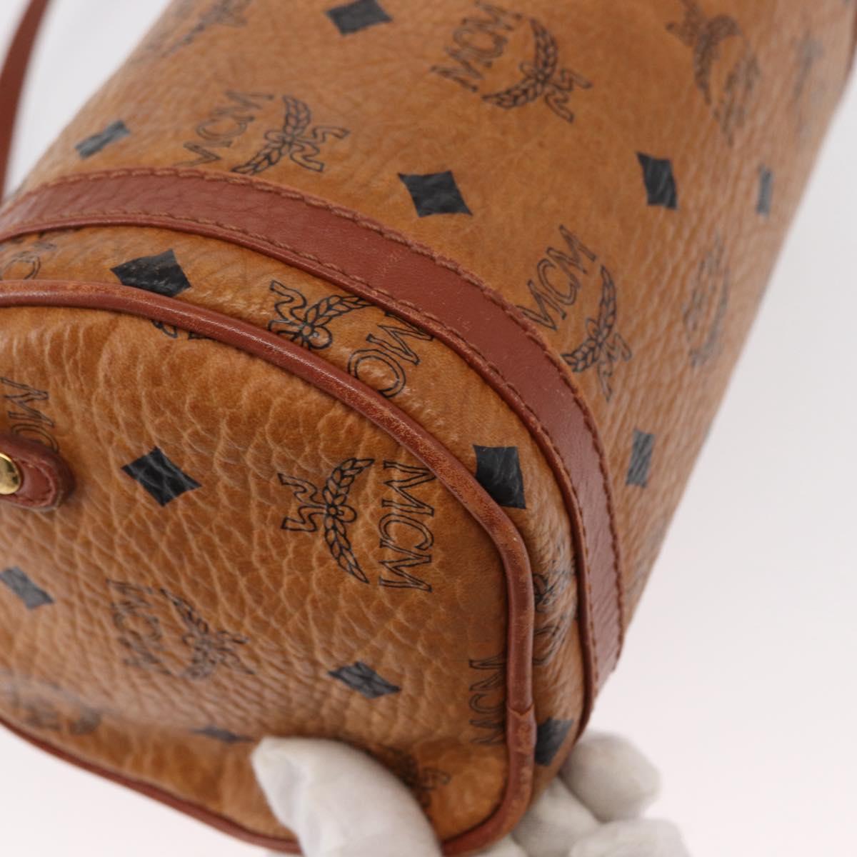 MCM Logogram Vicetos Shoulder Bag PVC Leather Brown Gold Auth 152584