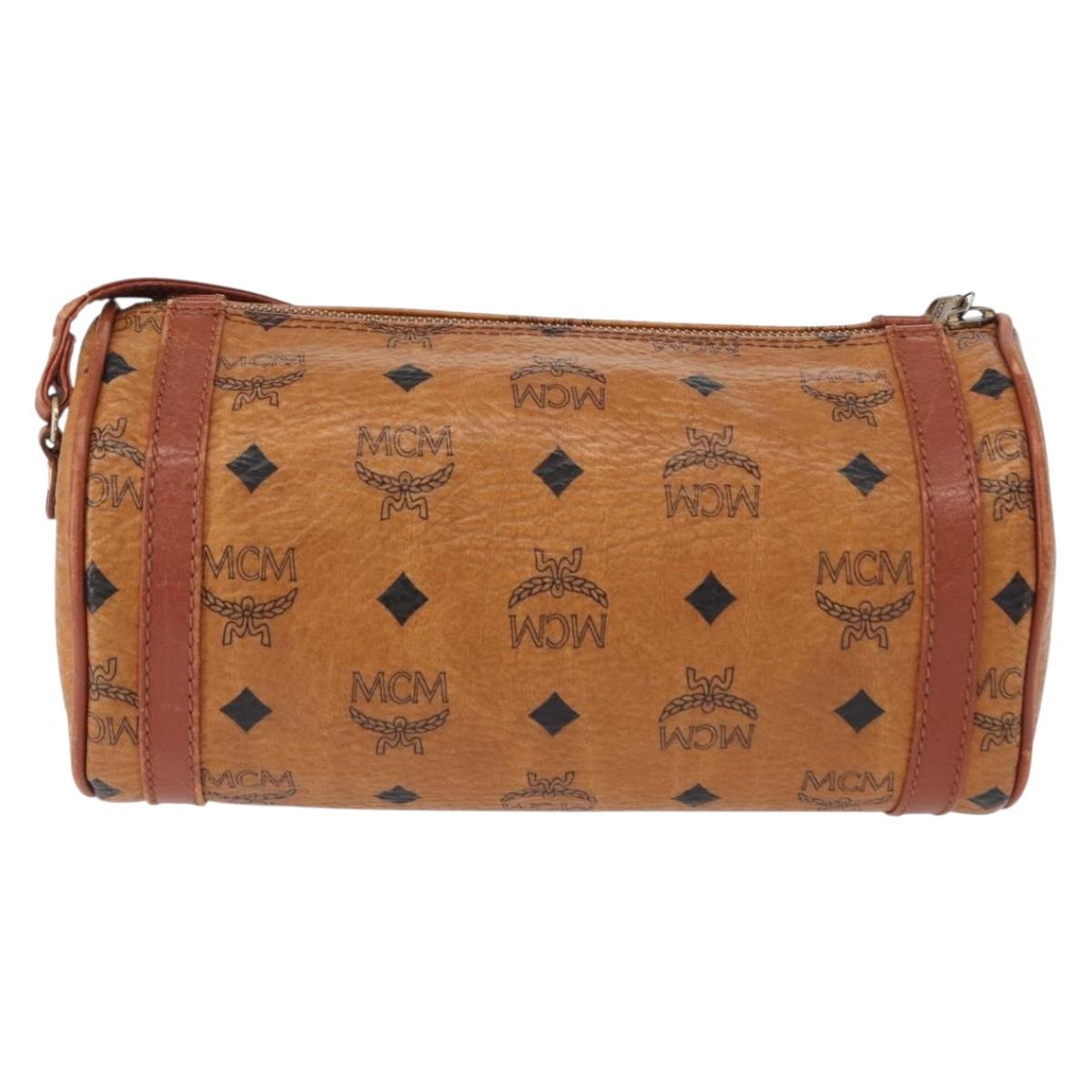 MCM Logogram Vicetos Shoulder Bag PVC Leather Brown Gold Auth 152584