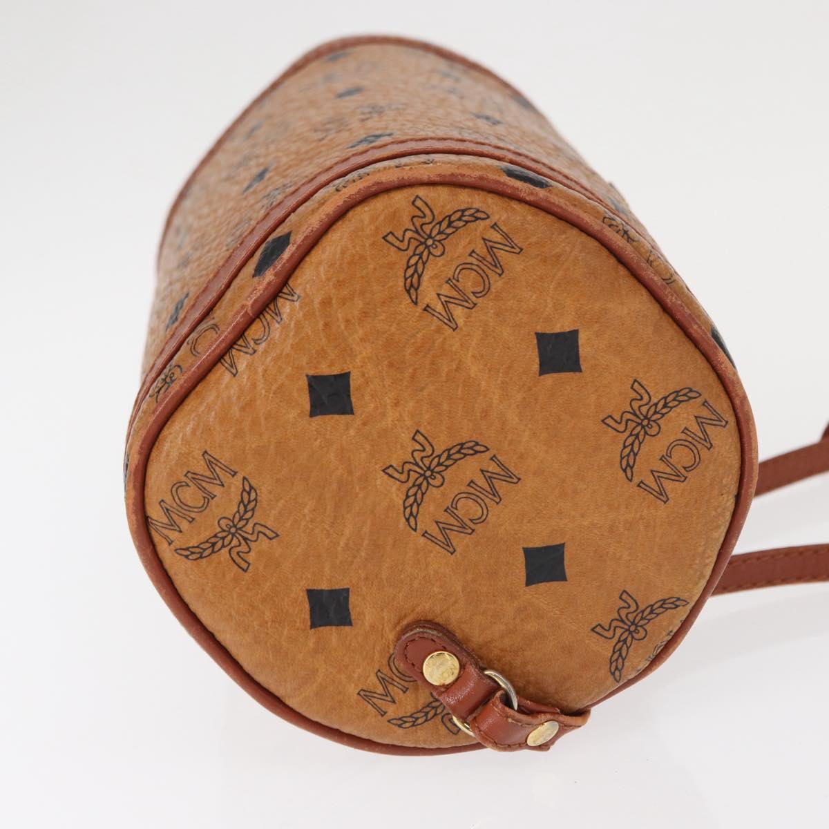 MCM Logogram Vicetos Shoulder Bag PVC Leather Brown Gold Auth 152584