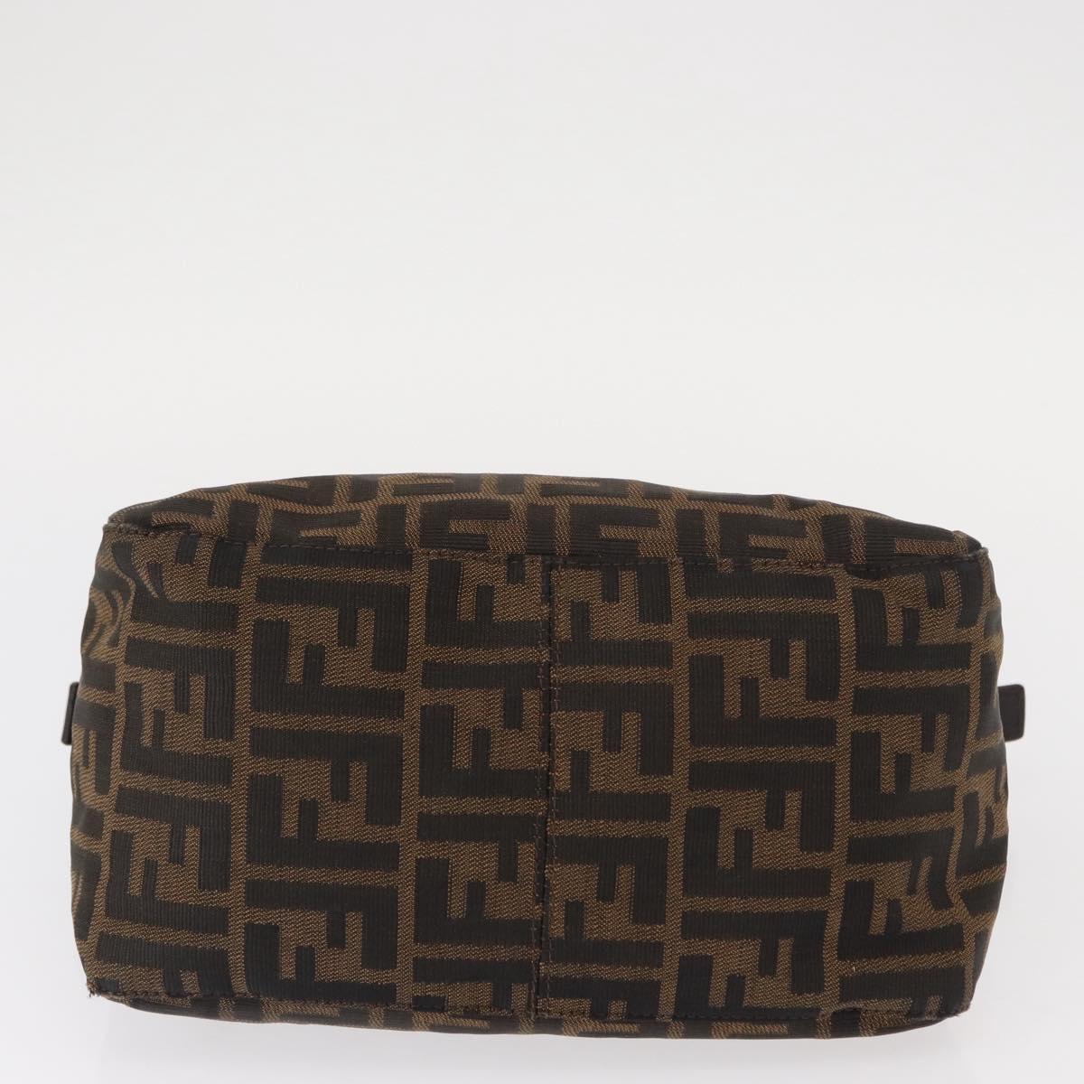 FENDI Zucca Canvas Mamma Baguette Shoulder Bag Black Brown Silver Auth 152586