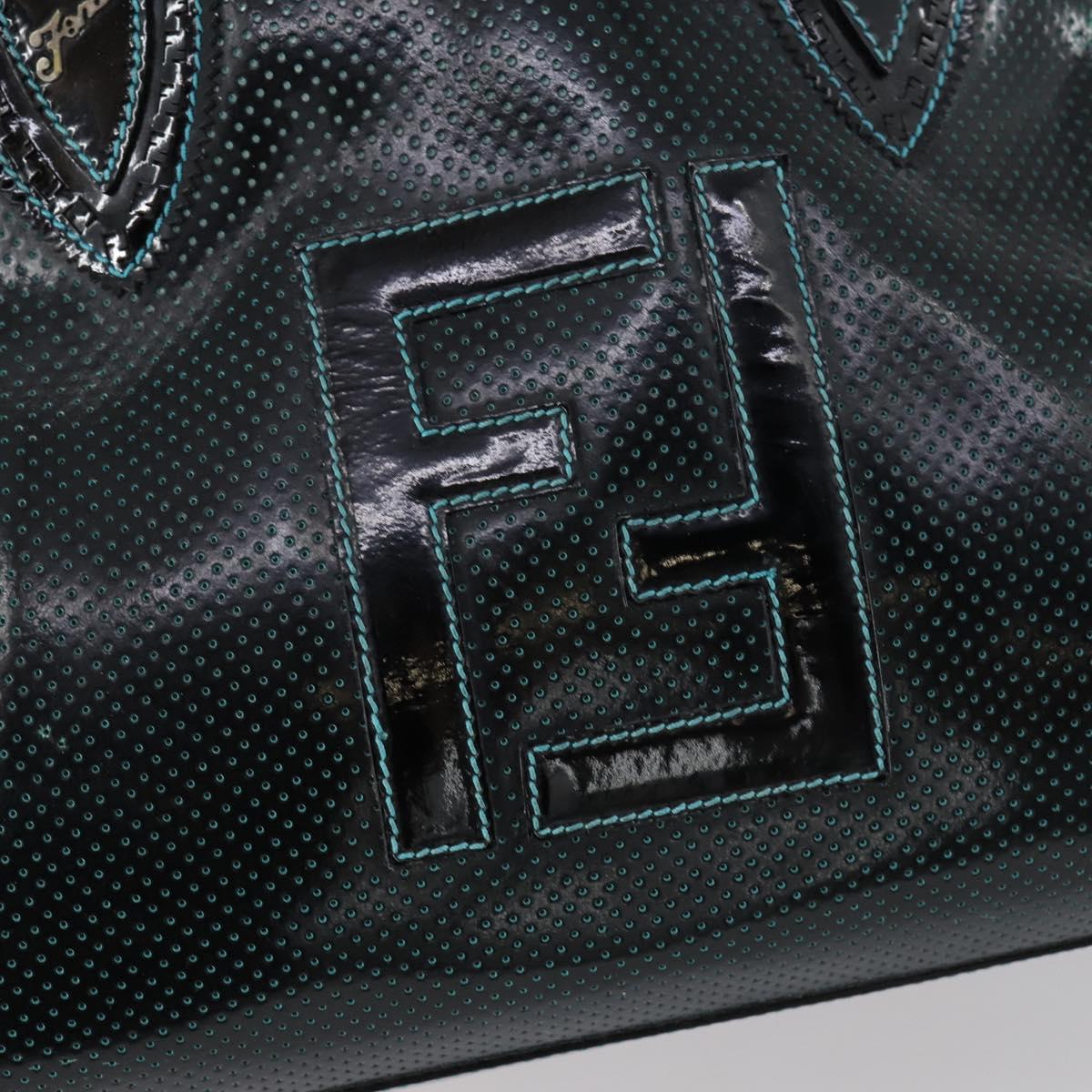 FENDI Etnico Tote Bag Enamel Black Silver Auth 152587