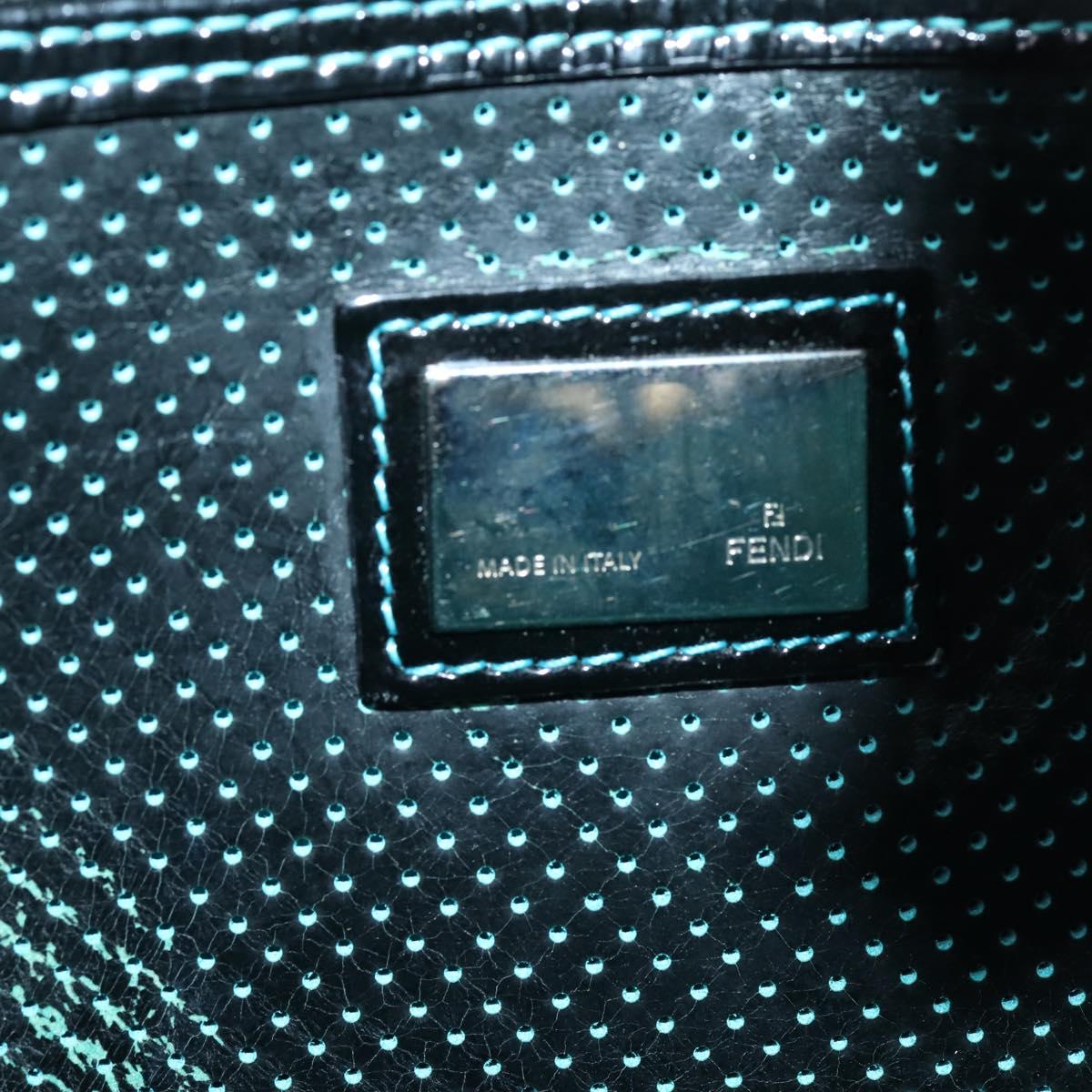 FENDI Etnico Tote Bag Enamel Black Silver Auth 152587