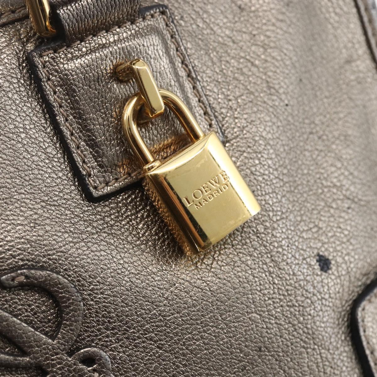 LOEWE Anagram Americana 28 Hand Bag Leather Gold Auth 152592