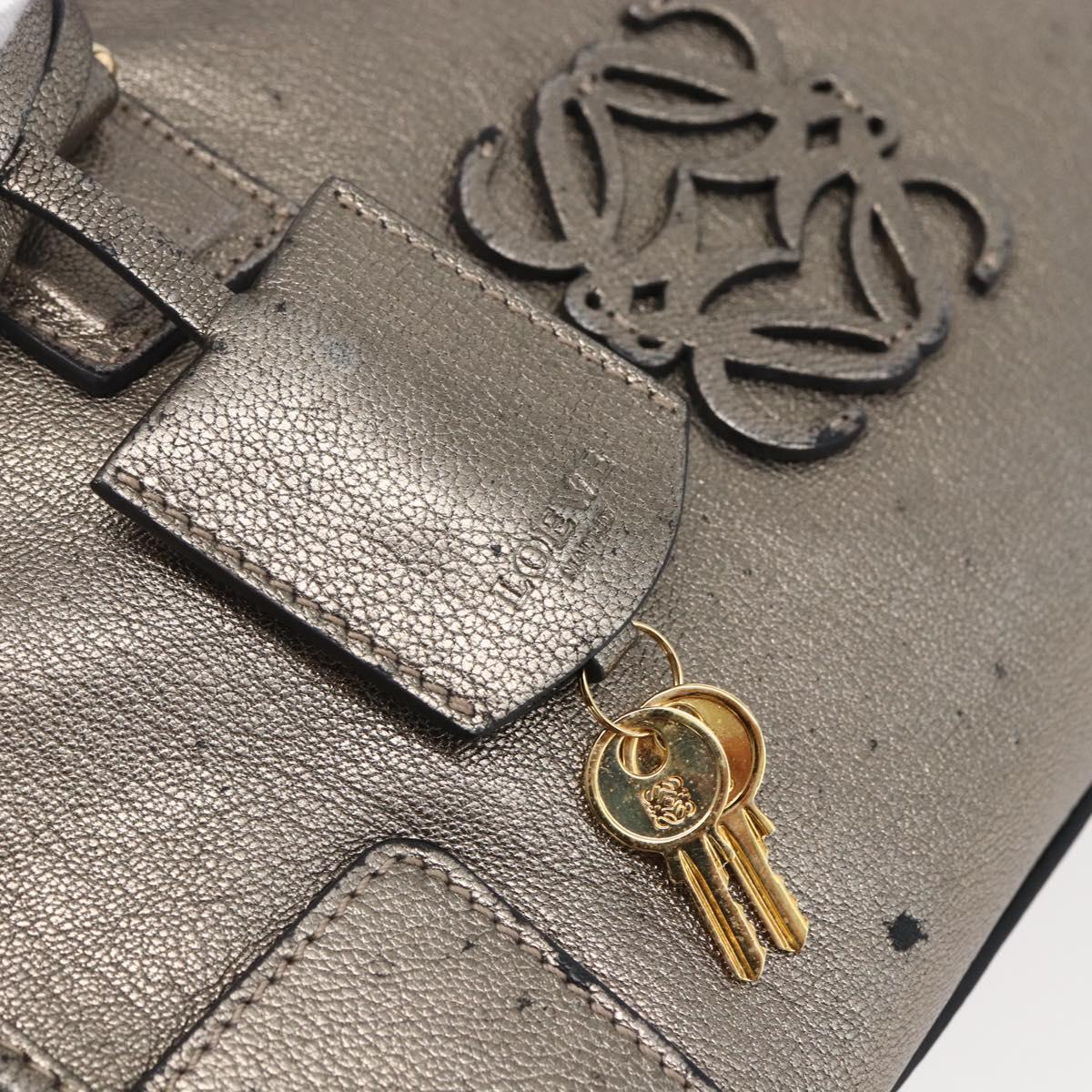 LOEWE Anagram Americana 28 Hand Bag Leather Gold Auth 152592