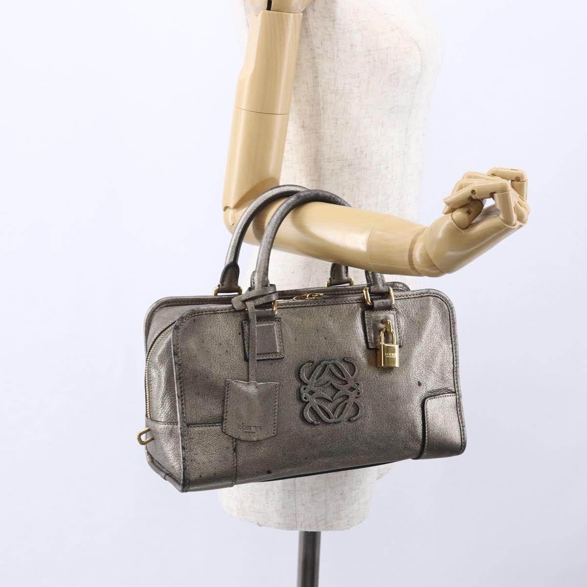 LOEWE Anagram Americana 28 Hand Bag Leather Gold Auth 152592