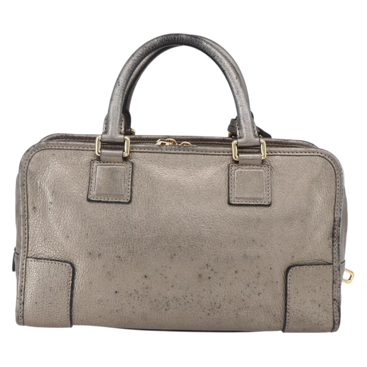 LOEWE Anagram Americana 28 Hand Bag Leather Gold Auth 152592