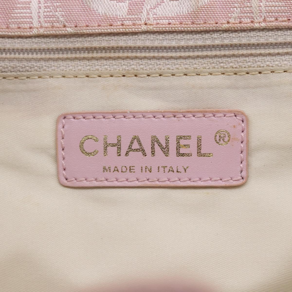 CHANEL New Travel Line Hand Bag Nylon Pink Gold CC Auth 152593