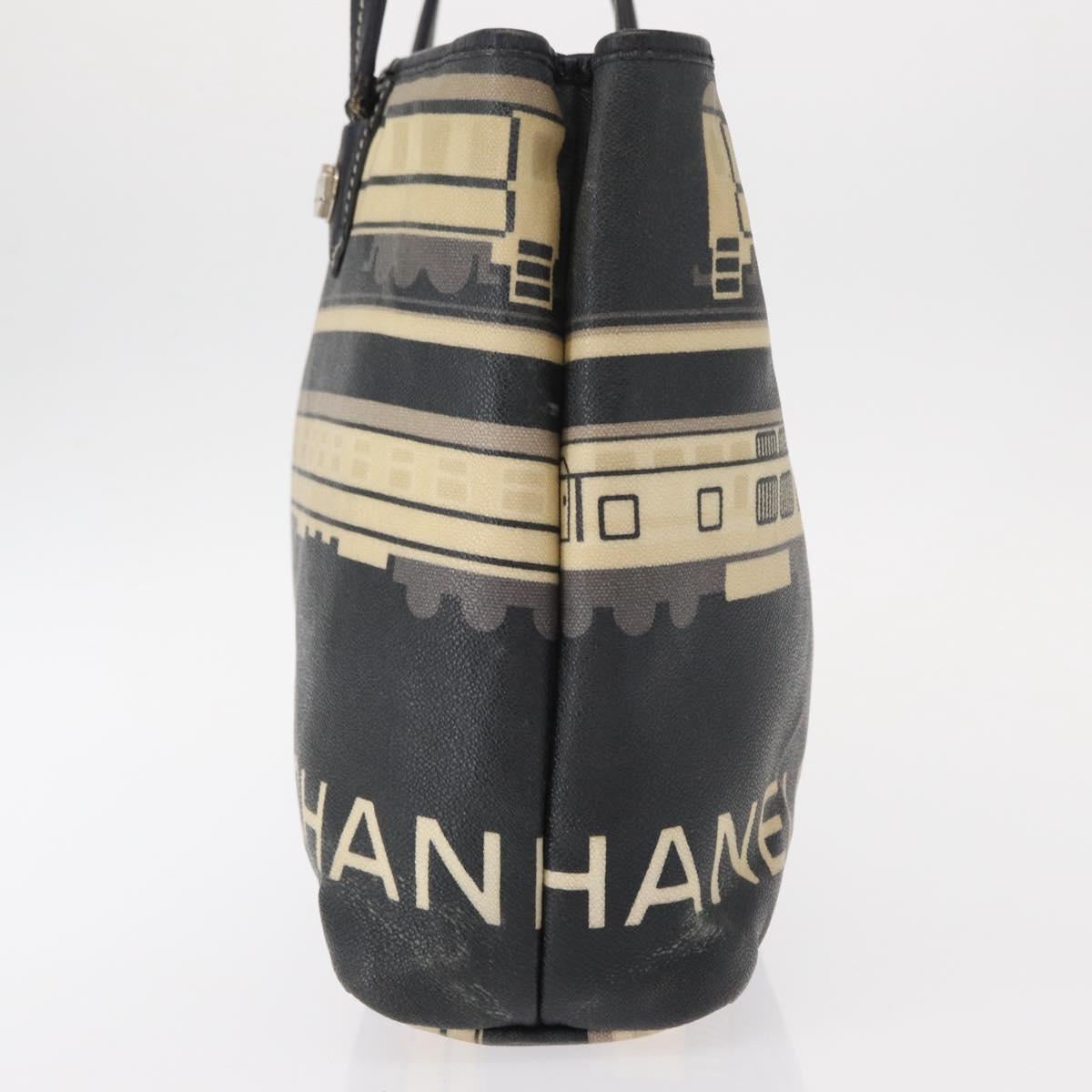 CHANEL Central Station Tote Bag PVC Canvas Black Silver CC Auth 152594