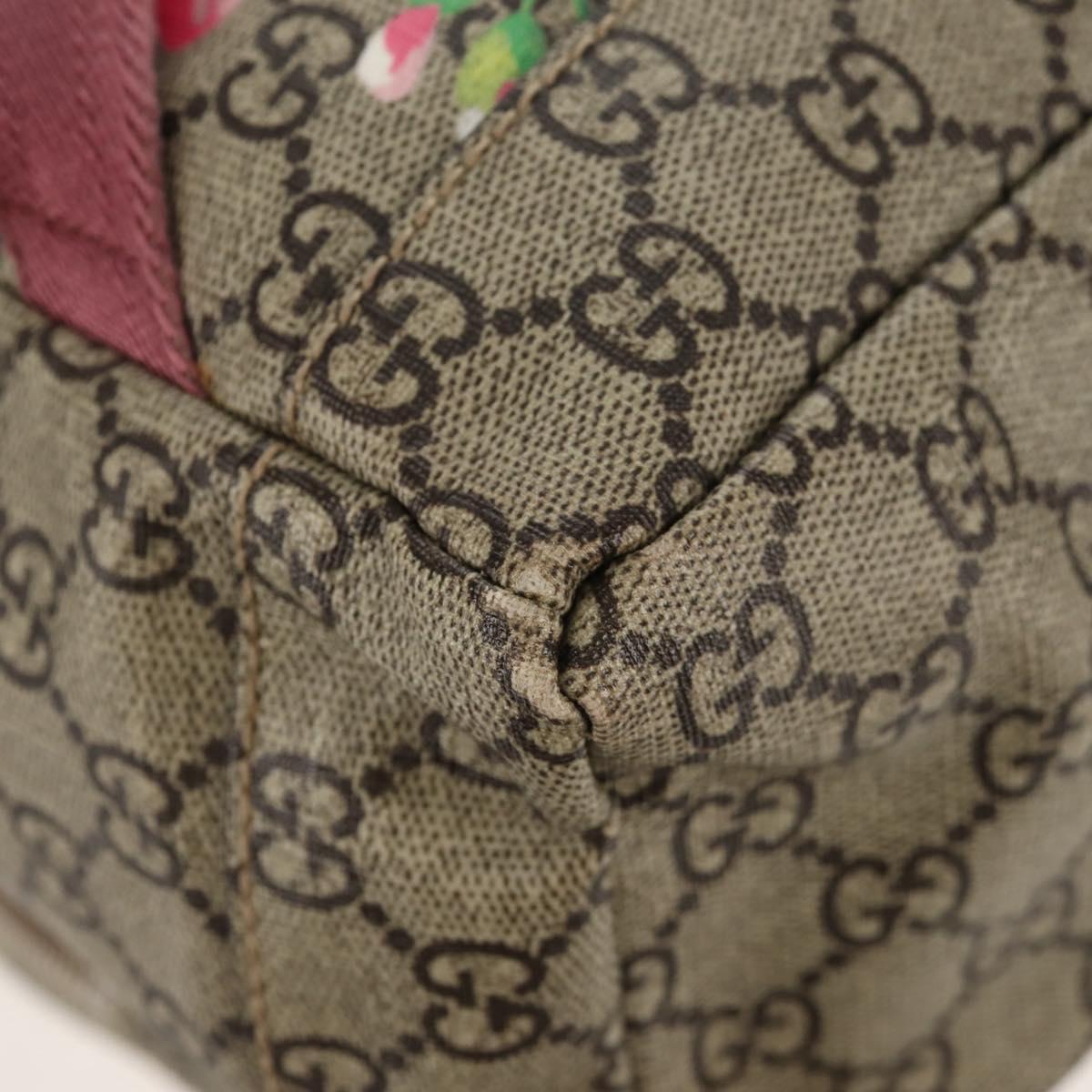 GUCCI GG Blooms Backpack PVC Beige Silver 405019 Auth 152607V