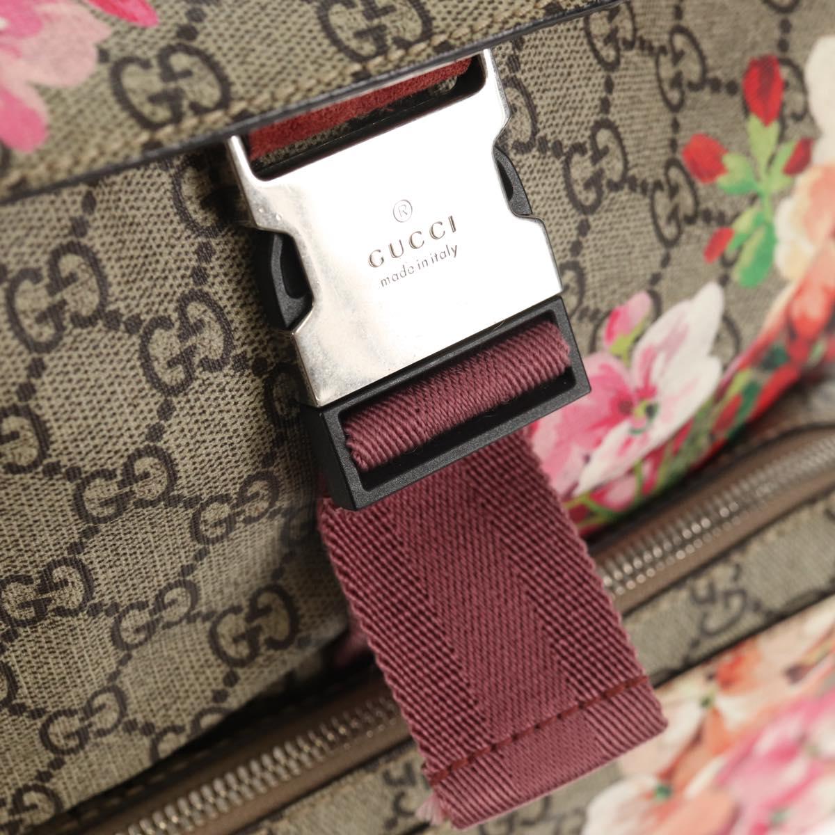 GUCCI GG Blooms Backpack PVC Beige Silver 405019 Auth 152607A