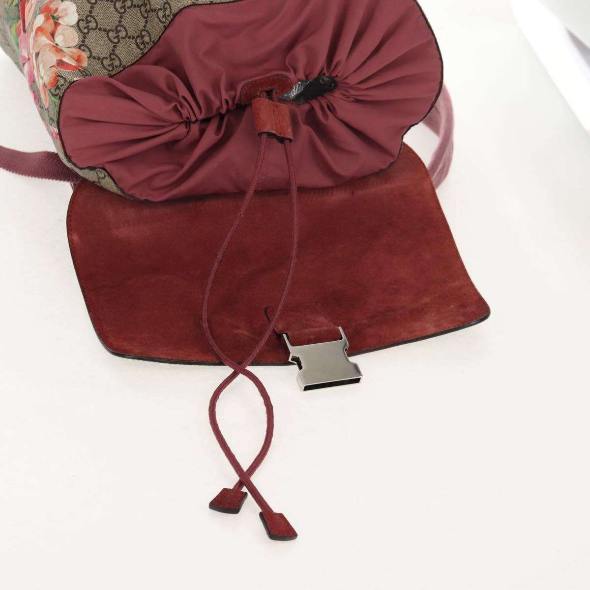 GUCCI GG Blooms Backpack PVC Beige Silver 405019 Auth 152607A