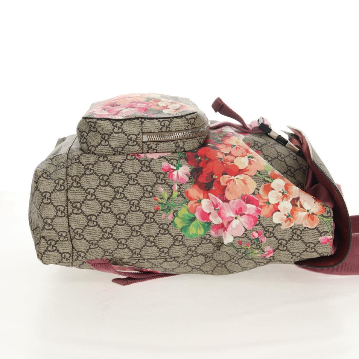GUCCI GG Blooms Backpack PVC Beige Silver 405019 Auth 152607V