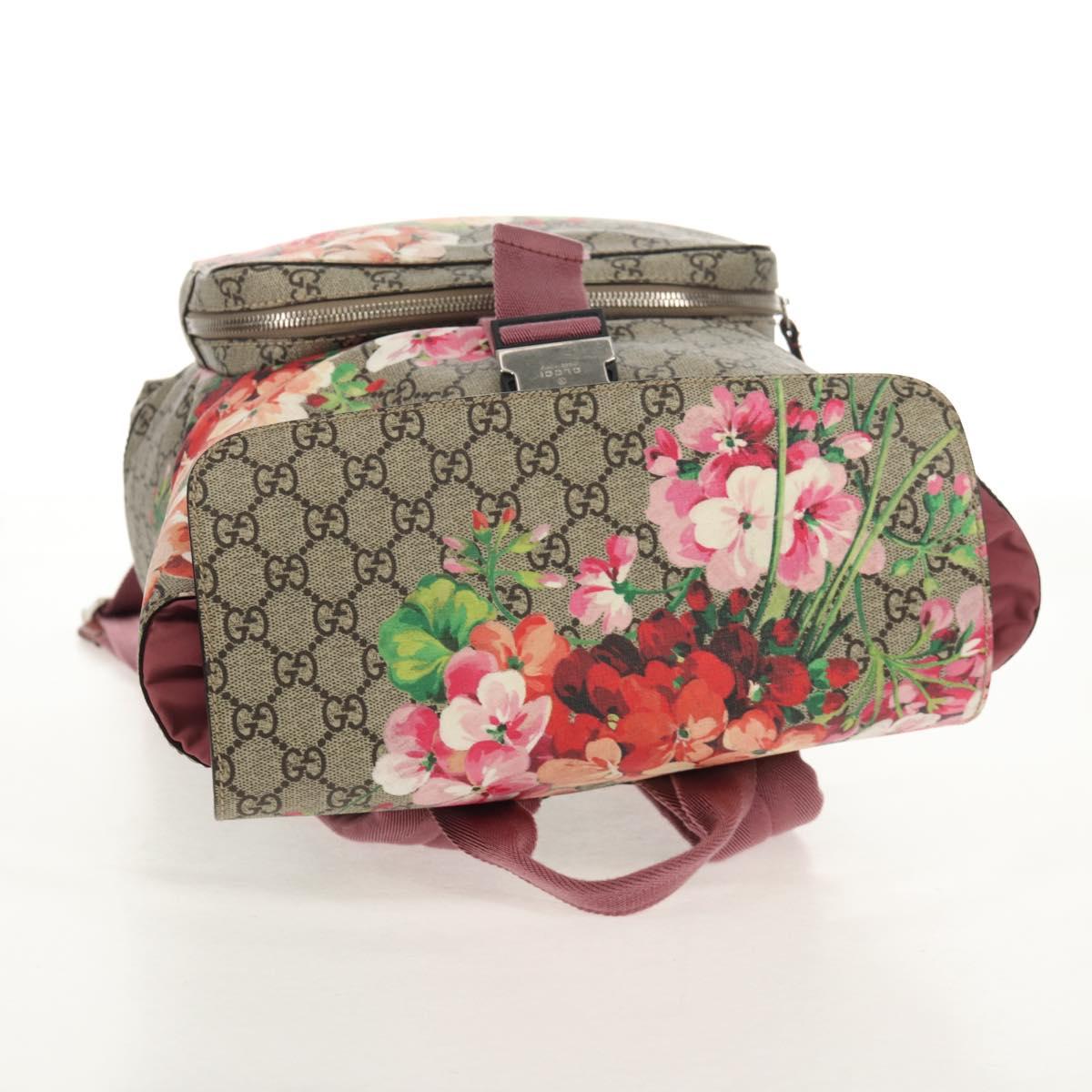 GUCCI GG Blooms Backpack PVC Beige Silver 405019 Auth 152607V