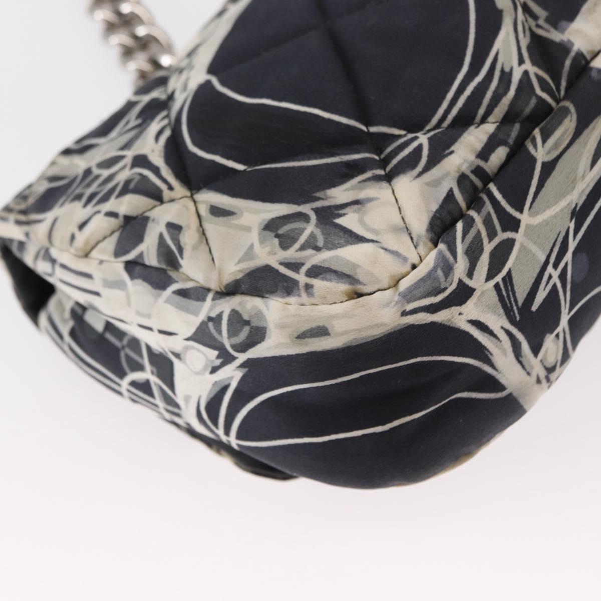 CHANEL Matelasse Chain Shoulder Bag Satin Black Silver CC Auth 152608A