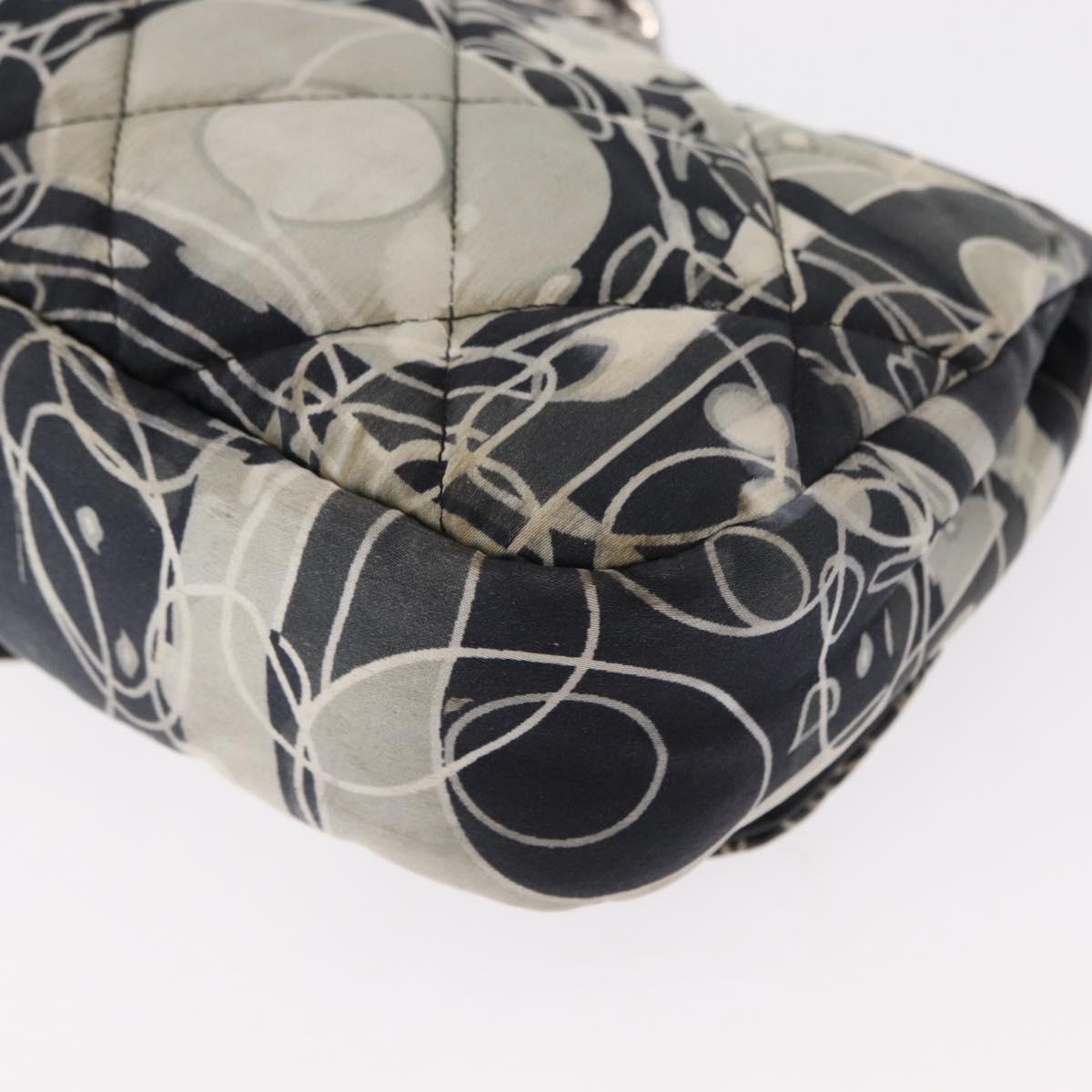 CHANEL Matelasse Chain Shoulder Bag Satin Black Silver CC Auth 152608A