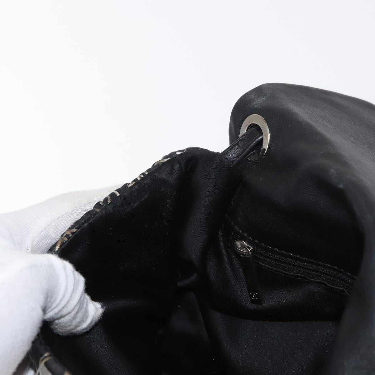 CHANEL Matelasse Chain Shoulder Bag Satin Black Silver CC Auth 152608A