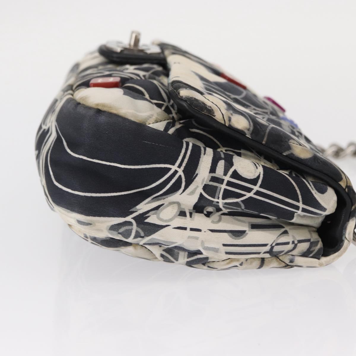 CHANEL Matelasse Chain Shoulder Bag Satin Black Silver CC Auth 152608A