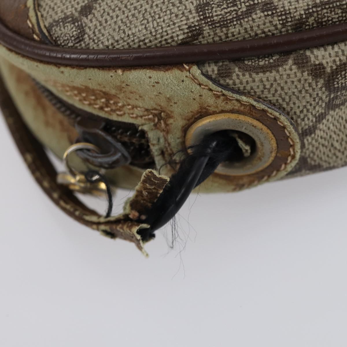 GUCCI GG Canvas Shoulder Bag Leather 3 Set Beige Dark Brown Auth 152612