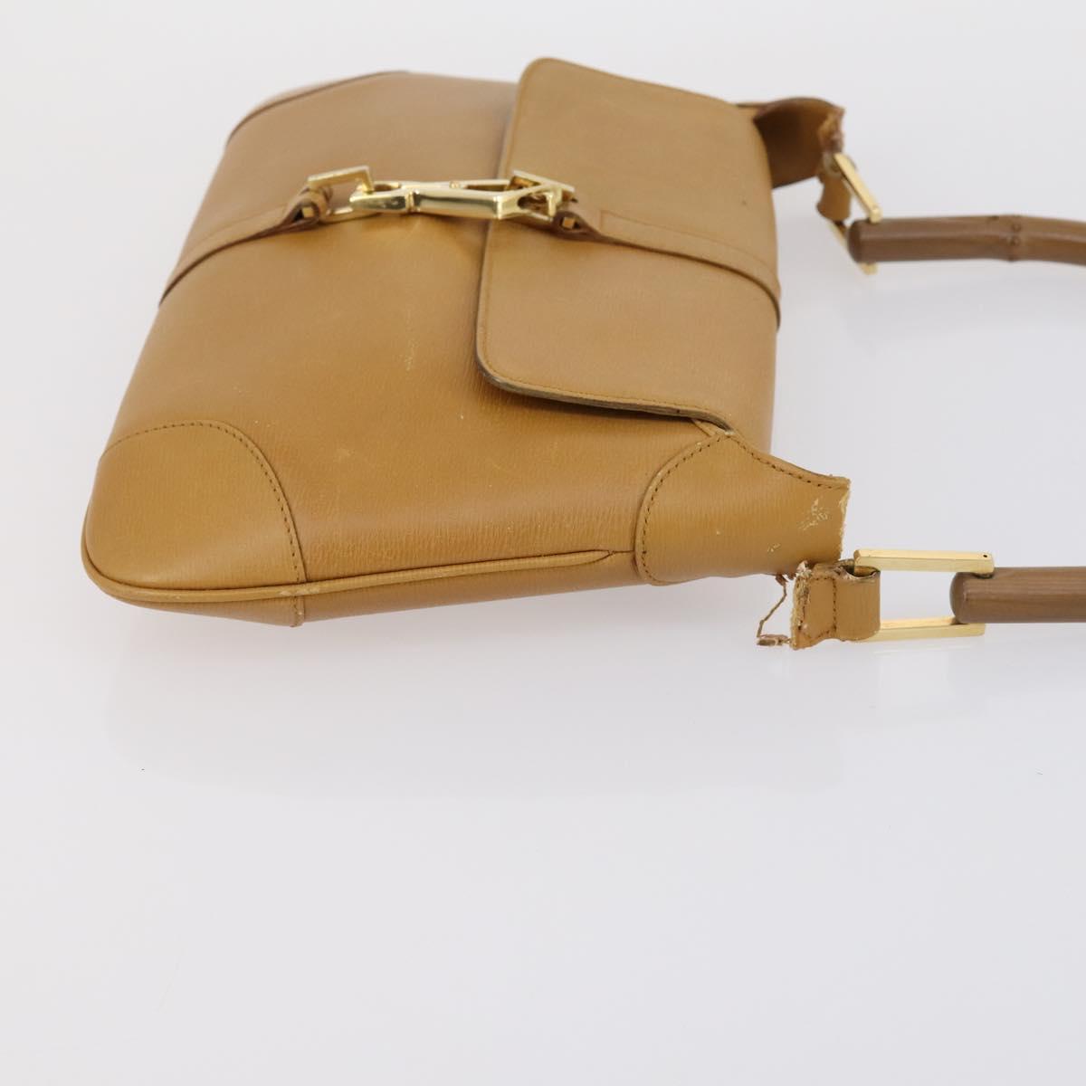 GUCCI GG Canvas Shoulder Bag Leather 3 Set Beige Dark Brown Auth 152612