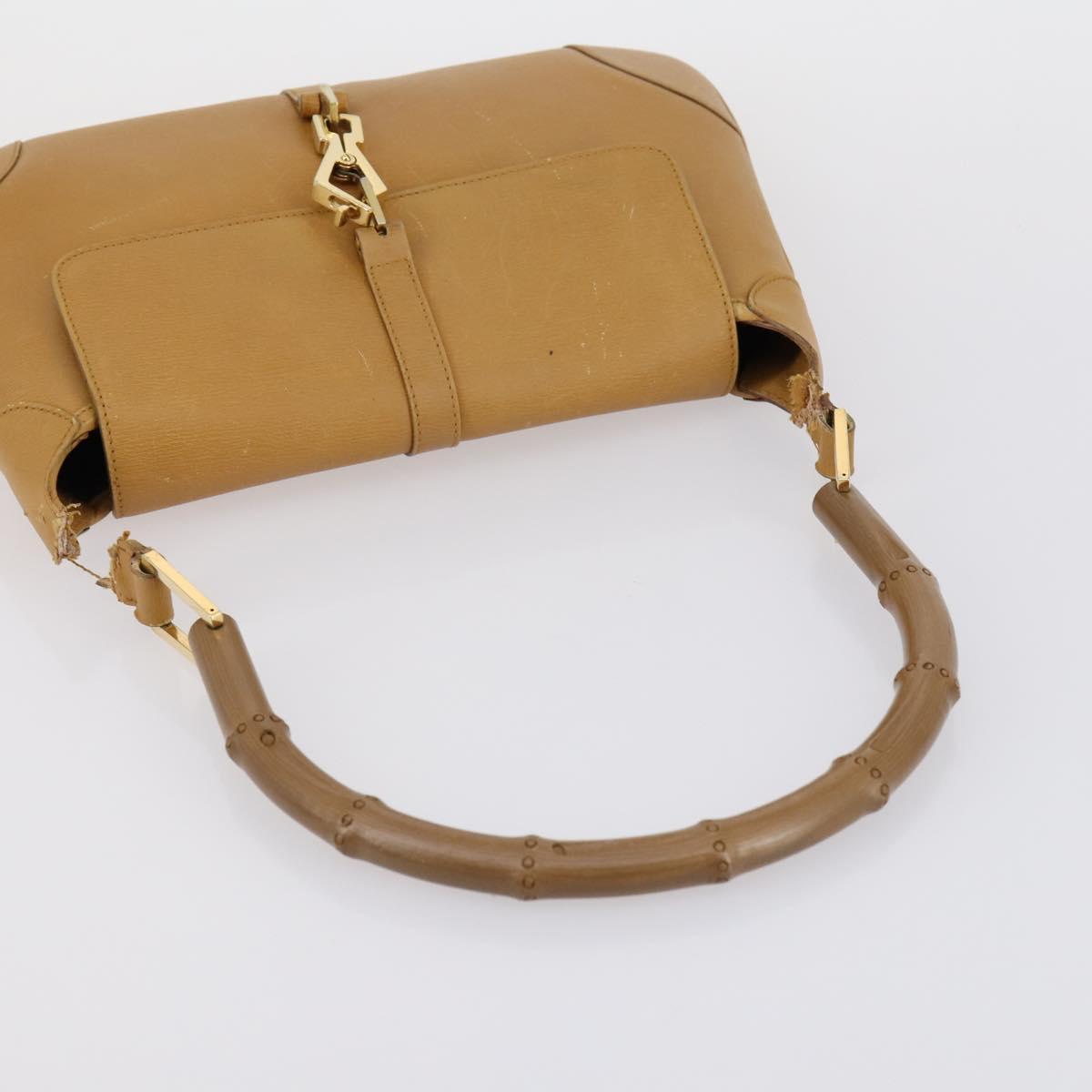GUCCI GG Canvas Shoulder Bag Leather 3 Set Beige Dark Brown Auth 152612