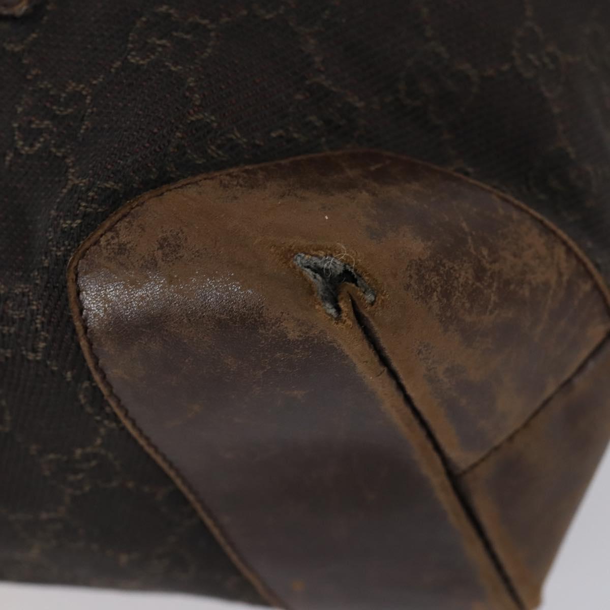 GUCCI GG Canvas Shoulder Bag Leather 3 Set Beige Dark Brown Auth 152612